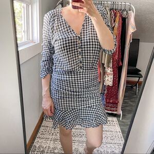Veronica Beard Campbell Gingham Ruched Mini Dress 10